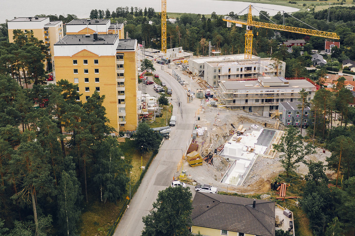 Översiktsbild över byggarbetsplatsen för Ringblommans förskola.